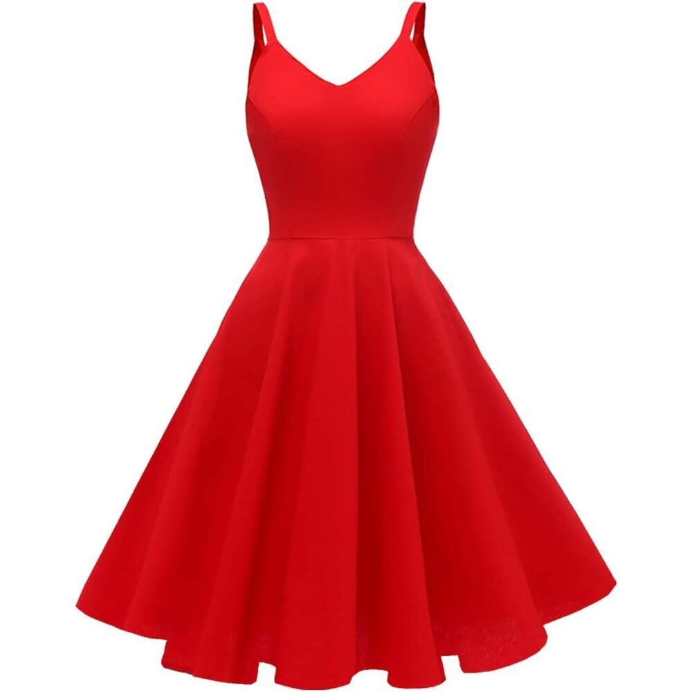 Women's 1950s Retro Spaghetti Strap Swing Dress with Pockets Medium
